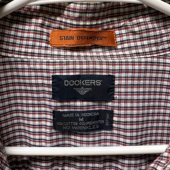 Dockers Men's Short Sleeve Blue and Red Button Down Shirt, Medium, Pre-owned - Picture 6 of 6